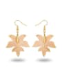 thumb Elegant Rose Gold Plated Natural Leaf Drop Earrings 1