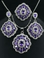 thumb Colorful Zircons Flower Three Pieces Jewelry Set 2