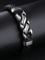 thumb Punk style Titanium Black Woven Artificial Leather Bracelet 2