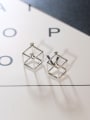 thumb Personalized Solid Square Silver Earrings 0