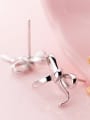 thumb 925 Sterling Silver With Glossy  Simplistic Butterfly Stud Earrings 2