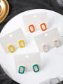thumb Alloy With Platinum Plated Simplistic  Pinkycolor Square Stud Earrings 1