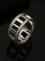 thumb Hollow Letter Zircons Rome White Gold Plated Copper Ring 0