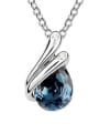 thumb Simple Shiny Water Drop austrian Crystal Pendant Alloy Necklace 2