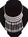 thumb Retro style Exaggerated Water Drop shaped Tassels Alloy Necklace 1