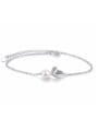 thumb Simple White Artificial Pearl Little Leaves 925 Sterling Silver Bracelet 0