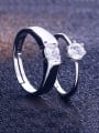 thumb 925 Sterling Silver With  Cubic Zirconia Simplistic Lovers free size Rings 1
