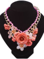 thumb Exaggerated Colorful Iron Acrylic Flowers Alloy Necklace 3