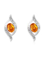 thumb Simple Oval austrian Crystals Alloy Stud Earrings 1
