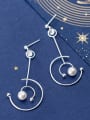 thumb 925 Sterling Silver With Artificial Pearl Fashion Round Drop Earrings 0