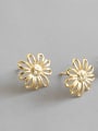 thumb Sterling Silver short hollow sunflower stud earing 0