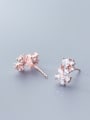 thumb 925 Sterling Silver With Silver Plated Simplistic Flower Stud Earrings 1