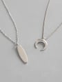 thumb Sterling Silver simple geometric Moon Necklace 0