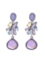 thumb Flower Purple Stones Drop Chandelier earring 0