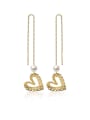 thumb 925 Sterling Silver With Artificial Pearl Simplistic Heart Tassel Earrings 4