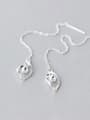thumb S925 silver personality diamond light bead tassel drop threader earring 0