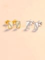 thumb 925 Sterling Silver With Rhinestone  Simplistic Square Stud Earrings 3