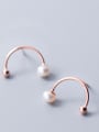 thumb 925 Sterling Silver With Silver Plated Simplistic C-shaped Stud Earrings 1