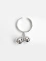 thumb Personalized Two Smooth Beads Opening Silver Ring 0