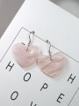 thumb Simple Pink Heart Stones 925 Silver Earrings 2
