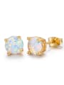 thumb Gold Plated White Opal Small Stud Earrings 0