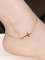 thumb Simple Cross Rose Gold Plated Titanium Anklet 1