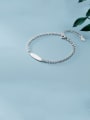 thumb 925 Sterling Silver With Platinum Plated Simplistic Oval Bracelets 0
