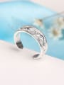 thumb Tiny Leaf Pattern Silver Opening Ring 1