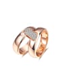 thumb All-match Rose Gold Plated Geometric Zircon Ring Set 0