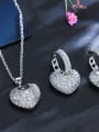 thumb Luxury Shine High-Quality Zircon heart love  Necklace Earrings 2 Piece jewelry set 3