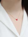 thumb Simple Red Heart Gold Plated Silver Necklace 1
