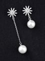 thumb Freshwater Pearl Zircon Asymmetrical Earrings 0