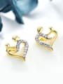 thumb Fashion Heart shaped Zircon Stud Earrings 1