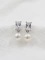 thumb Fashion Freshwater Pearl White Zircon Stud Earrings 2