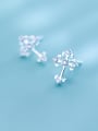 thumb Fashionable Cross Shaped S925 Silver Rhinestone Stud Earrings 0