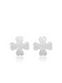 thumb Small Flower Shaped Matt Silver Stud Earrings 0