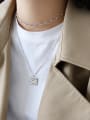 thumb 925 Sterling Silver With Gold Plated Personality  Geometric Square Tag Necklace 3