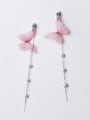 thumb Temperament Pink Butterfly Shaped Artificial Pearl Drop Earrings 0