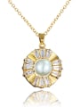 thumb Women 18K Gold Plated Artificial Pearl Round Necklace 0