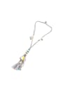 thumb Semi-precious Stones Tassel Pendant Sweater Necklace 0