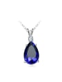 thumb Charming Blue Water Drop Shaped Glass Necklace 0