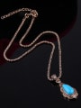 thumb Alloy Antique Gold Plated Fashion Water Drop shaped Artificial Stones Three Pieces Jewelry Set 1