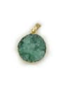 thumb Gold Plated Natural Green Crystal Round Pendant 0