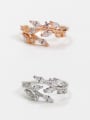 thumb Fashion Little Leaves Marquise Zircon Silver Opening Ring 2