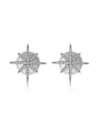 thumb Micro-inlaid zircon snowflake stars Imitation pearls  earrings 0