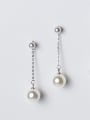 thumb All-match Gold Plated Artificial Pearl Silver Drop Earrings 2