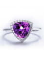 thumb Platinum Plated Amethyst Gemstone Triangle Ring 1