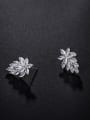 thumb Copper With Platinum Plated Cute Leaf Stud Earrings 3
