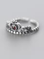 thumb Retro Crown Shaped Red Zircon S925 Silver Ring 1