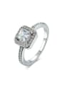 thumb All-match Platinum Plated Square Shaped Zircon Copper Ring 0